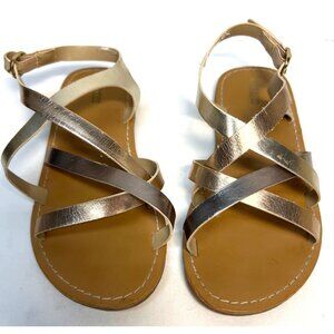 Gymboree Girls Gold Strappy Sandals With Buckle Closure Size 11